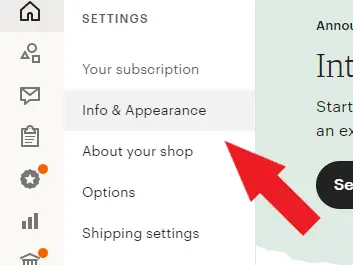 changing etsy shop name, step 4, info and appearance