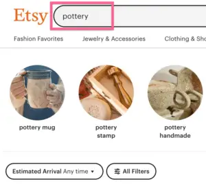 Search your keyword at top of Etsy.com